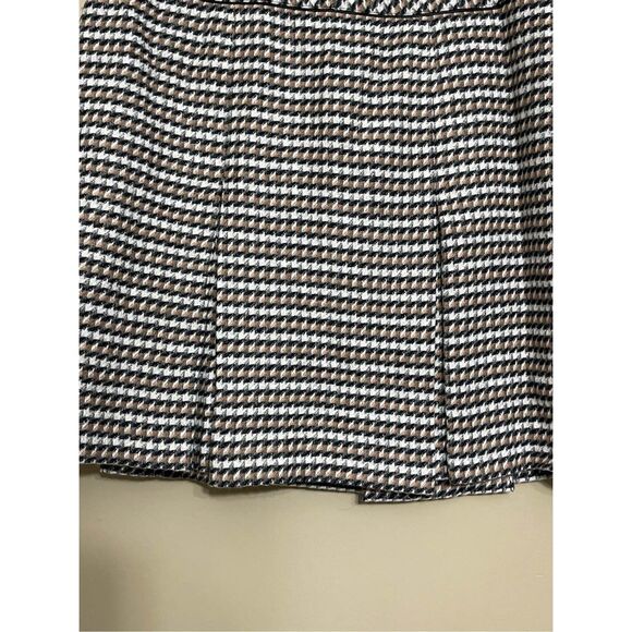 Talbots Women’s Tan Black Ivory ALine Lined Houndstooth Wool Skirt Petite 14 - Picture 3 of 13